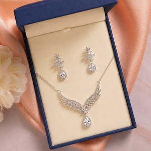 NOVAMART Fine Rhodium Plated Religious Starglow Necklace Set for Women's Engagement & Anniversary Wholesale Export - Product Image 1