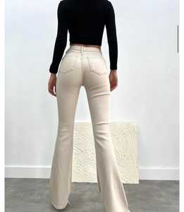 Pantalones cargo de algodón de pierna ancha rectos informales de cintura alta para mujer europea, pantalones vaqueros holgados personalizados con bolsillos y agujeros, ropa de calle al por mayor - Product Image 5