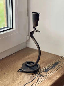 Bougeoir style serpent sur base carrée | Bougeoir | Fer forgé | Bougeoir en métal | Style serpent - Product Image 2