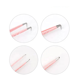 Pince à épiler pour extensions de cils de qualité supérieure, à pointe pointue en forme de L à 45 et 90 degrés, en acier inoxydable, avec poignée confortable, marque privée - Product Image 6