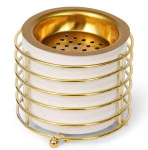 กระถางธูปสไตล์อาหรับหรูหราสำหรับตกแต่งบ้านที่ใส่ธูปโลหะสีทอง - Product Image 3