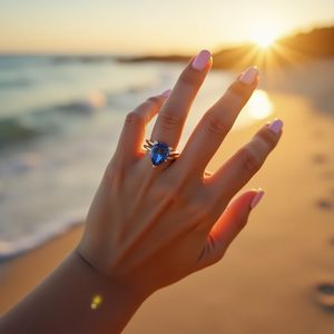 Anillo de oro macizo de 14 quilates con forma de corazón de zafiro azul, joyería fina personalizada, fiesta de boda romántico para regalo de aniversario, único - Product Image 5