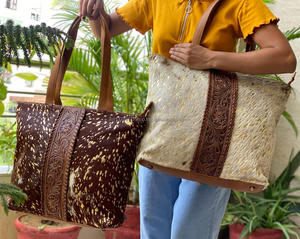 มาใหม่มือเครื่องมือแกะสลักกระเป๋าถือ Tote กระเป๋าหนัง Cowhide จริงกระเป๋าหนังขนาดใหญ่กระเป๋าคอลเลกชันที่ยอดเยี่ยมกระเป๋าสุภาพสตรี - Product Image 3