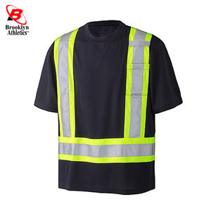 Hi Vis เสื้อยืดแขนสั้นเพื่อความปลอดภัยสีดําแบบสีย้อนแสงสองโทน - Product Image 4
