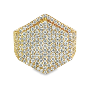 Custom <b>Men's</b> Luxury 14K Gold Wedding <b>Ring</b> VVS Moissanite Hip Hop Band Round Cut Fine Jewelry - Product Image 2