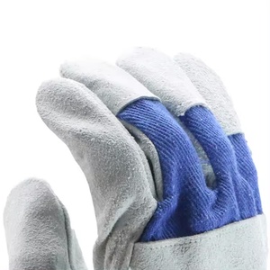 Guantes de Trabajo de Cuero Genuino de Cabra con Forro de Algodón de Seguridad, Protección para el Pulgar y la Palma, Color Azul, para Mecánicos - Product Image 4