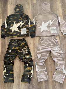 Ensemble de survêtements unisexes imprimés sur mesure, sweat-shirt en coton lourd, broderie usée, strass, sweat-shirt et pantalon de survêtement pour homme - Product Image 2