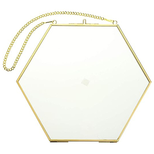 Vente en gros Cadre photo hexagonal en verre transparent Design mural unique pour le stockage familial Boîtes à bijoux finition or - Product Image 1