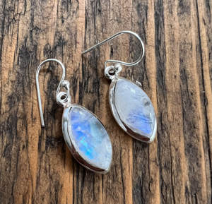 Nouvelle mode bijoux de haute qualité en argent Sterling 925 bien-aimée arc-en-ciel pierre de lune pierre précieuse marquise coupe boucles d'oreilles pour elle - Product Image 2