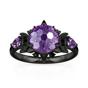 Bague de mode Jeulia Gothic Black Moon Star Purple Firework Cut - Product Image 3