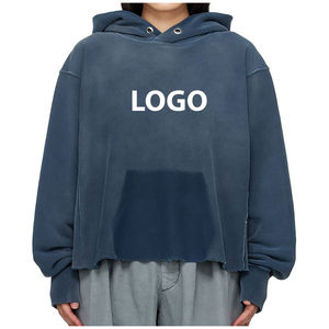 เสื้อมีฮู้ดของผู้ชายผ้าฝ้ายเทอร์รี่ฝรั่งเศสแบบสวมศีรษะซักได้สไตล์วินเทจ - Product Image 1