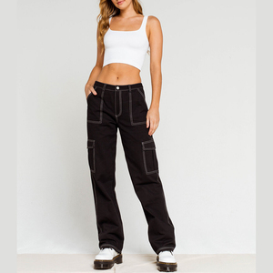OUDINA-pantalones vaqueros de pierna ancha para mujer, Pantalón Cargo holgado, para novio - Product Image 1