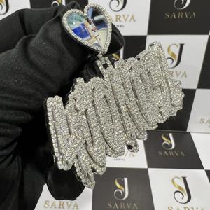 Colgantes y Dijes Finos, Letra Inicial Personalizada, Plata S925, Diamante Moissanita VVS, Colgante Hip Hop, Joyería Fina - Product Image 3