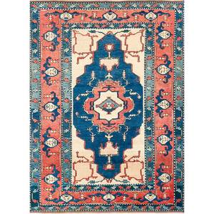 Alfombras Grandes de Lana Anudadas a Mano Nuray Blue Pae-939, Modelos Rectangulares con Medallón de Diamantes para Pasillos, para Adolescentes, para Sala de Estar - Product Image 1