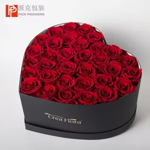 Caja de regalo en forma de corazón de fresa Chocolate dulce de cartón de lujo caja de flores con ventana transparente