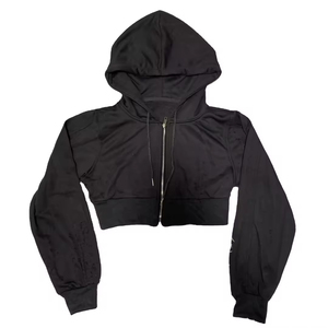 OEM Wholesale Custom Logo Printing Cotton/Polyester Hooded <b>Crop</b> <b>Top</b> Zipper Hoodie Women Loose Fit Short Badge Letter-Printed - Product Image 4
