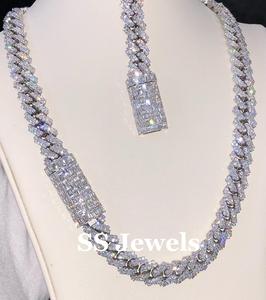 12mm <b>Real</b> VVS1 Moissanite Brilliant Cut Cuban Link Chain BustDown Miami <b>Necklace</b> Rappers Hip Hop Style 22inch 925 Sterling - Product Image 5