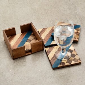 Vente en gros de sous-verres carrés et ronds en bois d'acacia et résine personnalisés pour la cuisine tapis de tasse en noyer sous-verre en bois pour boissons - Product Image 3