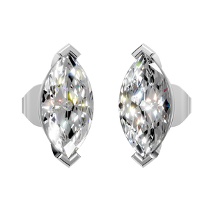 Pendientes de Botón con Engaste de Garra, Corte Marquesa, Moissanita VVS, Oro Sólido de 14K, para Mujer, Compromiso, Boda, Aniversario, Gran Venta - Product Image 1