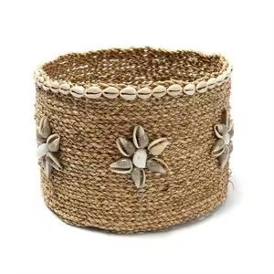 High Quality Flexible Design Bohemian Style Natural <b>Wicker</b> Seagrass <b>Storage</b> <b>Basket</b> Cowrie Shells Dimensional Tolerance <5mm - Product Image 2