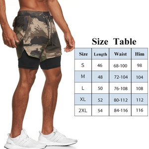 Pantalones cortos deportivos con logotipo impreso al por mayor, pantalones cortos deportivos de cintura media de secado rápido para gimnasio, pantalones cortos deportivos de camuflaje 2 en 1 - Product Image 6