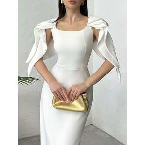 Vestido Maxi Blanco Elegante para Mujer missJANELL, Mezcla de Poliéster y Elastano Doble Atlas, Cómodo y Estiloso para Uso Casual o de Fiesta - Product Image 2