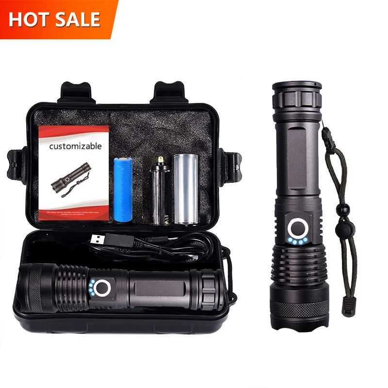 Siêu Sáng Edc Xhp50 Đèn Pin Linterna Không Thấm Nước Zoom Torch Ánh Sáng Kim Loại Có Thể Sạc Lại Chiến Thuật Mạnh Mẽ LED Đèn Pin