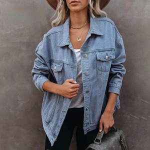 เสื้อแจ็คเก็ตผ้าแคนวาสสีน้ำเงินโอเวอร์ไซส์สำหรับผู้หญิงและผู้ชาย, แจ็คเก็ตยีนส์2024ฤดูใบไม้ร่วงฤดูหนาว - Product Image 2