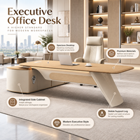 Bureau de direction moderne, table de direction personnalisée avec armoire latérale, plateau en bois pour mobilier de bureau de PDG
