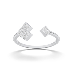 0.10 carats E-F/VVS-VS Moissanite coupe ronde diamant pavé réglage Geo Glimmer bague en argent pour les femmes - Product Image 1