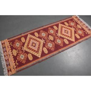 Vintage Turkish Rug, 2.6x6.7 ft Rug, <b>Red</b> <b>Runner</b> Southwestern Rug - Product Image 1