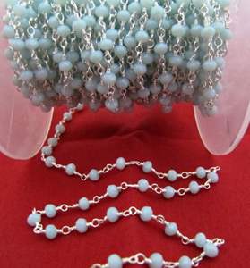 3 pies-Cadena de cuentas facetadas Rondelle de amazonita natural Cadena de cuentas de Rosario de cuarzo hidráulico de 3mm de tamaño - Product Image 1