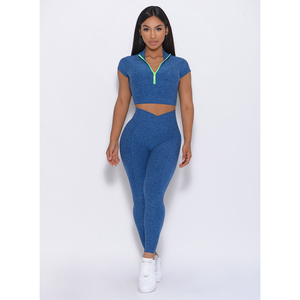 Últimas mallas de contorno brasileño Ocean con logotipo personalizado con cintura alta y ropa activa Leggings de gimnasio de moda para mujeres - Product Image 2
