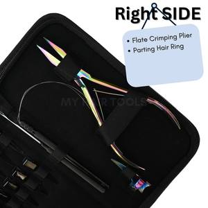 Ensemble d'outils pour extensions de cheveux personnalisées : fil de tirage, crochet, enfileur, mini-ciseaux, pince à cheveux plate arc-en-ciel, anneau de doigt et pinces à cheveux - Product Image 3