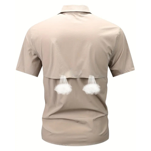 Ajuste relajado elegante y moderno con cierre clásico con botones y cuello de solapa estilo mecánico camiseta de trabajo - Product Image 1