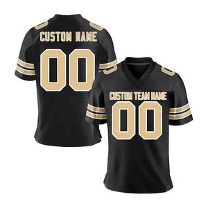Custom American Football Jersey Men's Black Red 00 Sublimated V-Neck Short Sleeve Breathable Mesh Sport Apparel - Product Image 4