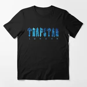 Maglietta Trapstar in cotone tinta unita nera T-Shirt estiva da uomo con Design Hip Hop