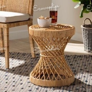 Taburete redondo de ratán tradicional, taburete de mostrador, taburetes decorativos y otomanos para PUF de ratán para consola con incrustaciones de hueso de jardín de Hotel - Product Image 1