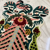 Tapis décoratif moderne en forme d'animal, fait main, tufté, imprimé 3D, en laine, rembourré, extra épais, antidérapant, adapté aux animaux domestiques, pour la maison