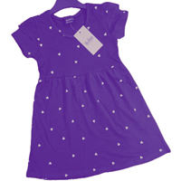 Robe courte en coton pour filles Zukids, bleu marine, imprimé cœur, manches bouffantes, col rond, style mignon, été