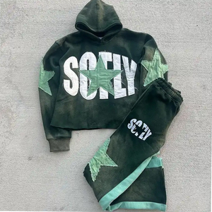 โลโก้ที่กําหนดเองคุณภาพสูงปักแพทช์วอร์ม streetwear หุ้นวางการจัดส่งระเบิดกางเกงเหงื่อและชุดเสื้อกันหนาวหมวกด้อย - Product Image 3