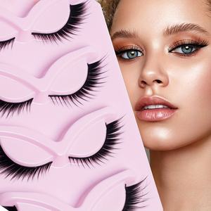 5 Pares de Pestañas Postizas Semimanuales de 0.07MM de Grosor - Pestañas Largas Naturales de Dibujos Animados - Pestañas de Extensión con Efecto de Ala para Maquillaje - Product Image 2
