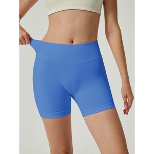 Pantalones cortos de impacto de entrenamiento para mujer Scrunch Butt Lifting Gym Seamless Booty Biker Shorts Azul claro L - Product Image 3
