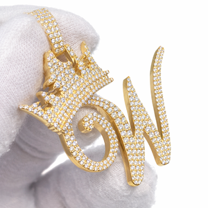 SHRAMAN DIAMOND - Colgante de Corona con Inicial Personalizada de Moda Hip Hop, Plata de Ley 925 con Diamante de Laboratorio Chapado en Oro, Regalo de Cumpleaños para Niños - Product Image 1