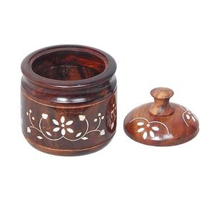 Cuchara de bodega de sal de madera de acacia, tapa giratoria, caja de especias con mesa de cocina, sal, hierbas gourmet y condimentos, tarro a bajo precio - Product Image 5