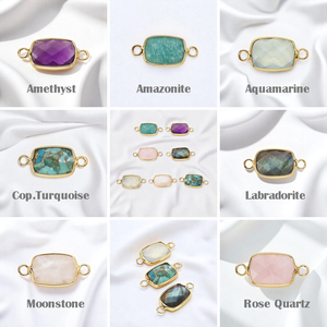 Fait à la main personnalisé Rectangle forme facettes pierre de lune charme Double caution connecteurs nouveauté bijoux pour chrétien en gros - Product Image 2