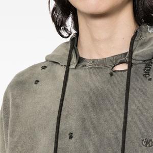 Sweat à capuche zippé personnalisé pour homme, en molleton épais, coupe oversize, effet délavé à l'acide, respirant, style streetwear hiver, avec logo brodé et effet vieilli vintage - Product Image 6