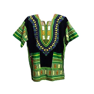 เสื้อดาชิกิแขนสั้นผ้าฝ้าย 100% น้ำหนักเบา ระบายอากาศได้ดี สำหรับผู้ชายและผู้หญิง ขนาดสั่งทำได้ ขายส่งสำหรับงานประเพณีแบบดั้งเดิมของชาวแอฟริกัน - Product Image 1