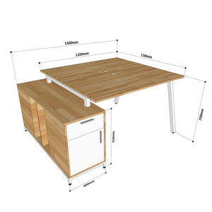 Mesa de Centro Moderna Minimalista de Madera de Caucho de 120x150cm con Patas de Montaje con Sistema PLY HBPL020 - Product Image 4