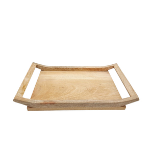 Plateau de service rectangulaire en bois d'acacia fait à la main de couleur naturelle plateau rond de taille personnalisée pour la maison et le restaurant - Product Image 2